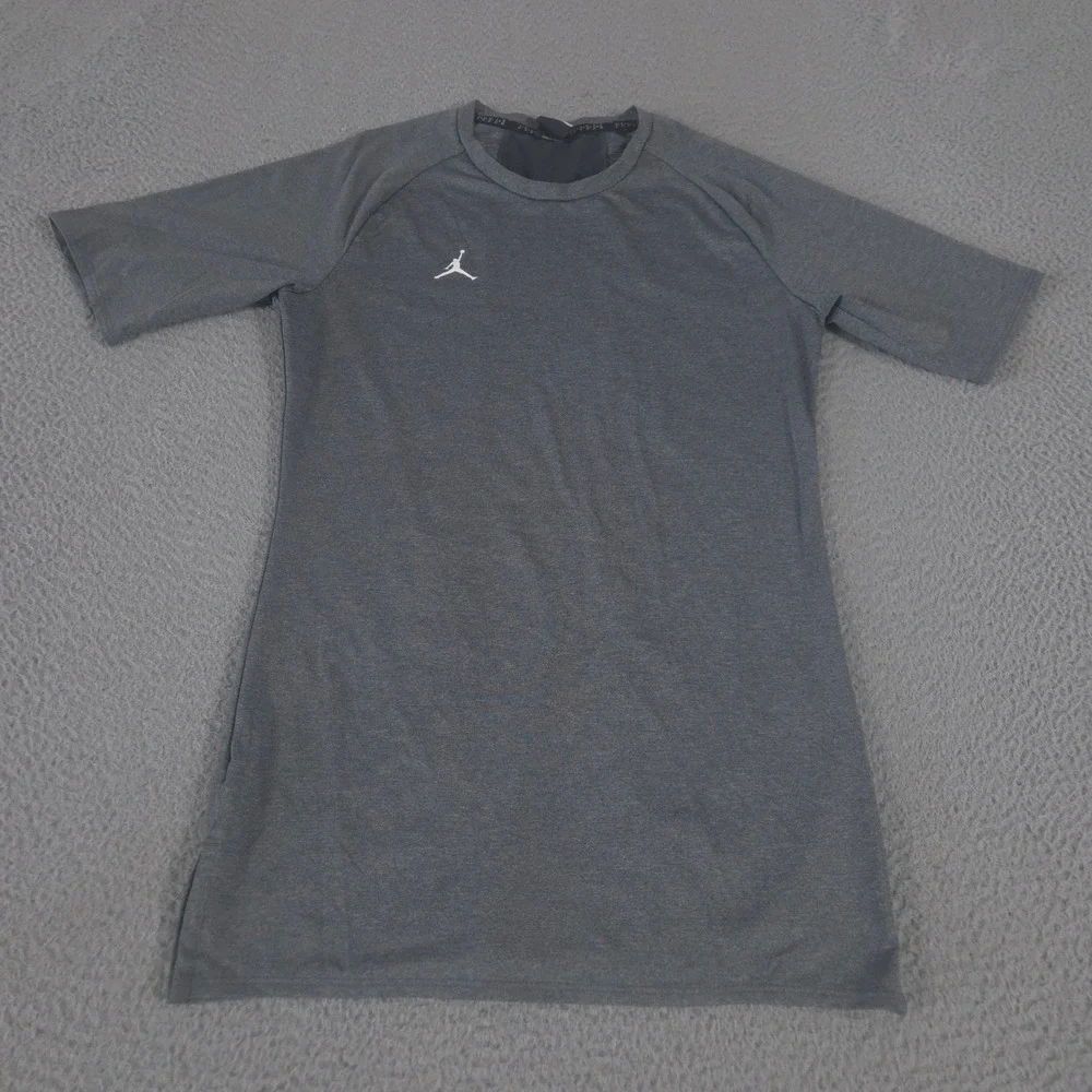 Jordan Shirt Mens L Gray Dri-FIT Alpha Compression Short Sleeve Mesh Back Top